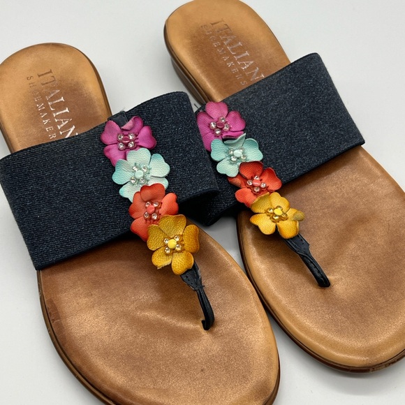 Italian Shoemakers Shoes - Italian Shoemakers Women's Slide Sandals with Multicolor Floral Trim